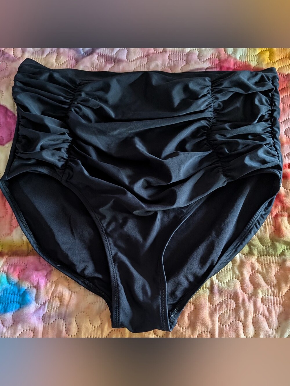 Shapermint Black High-Waist Ruched Swim Bottoms - Women Swim